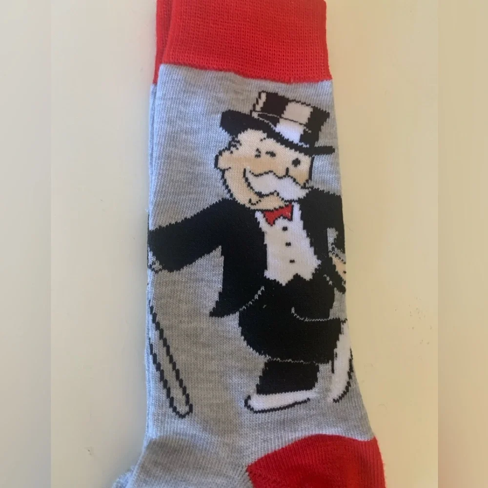 NWOT Gray & Red Monopoly Socks